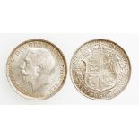 GEORGE V, 1910-36. HALFCROWN, 1914. Bare head, crowned shield in garter on reverse. EF, bright and