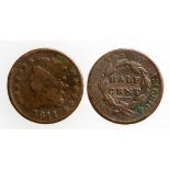 AMERICA, HALF CENT, 1811. 'Classic' type. Head left above date, value within wreath on reverse.