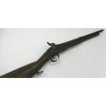 A PERCUSSION RIFLE, with steel trigger guard, 44.5"