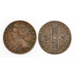 ANNE, 1702-14. HALFCROWN, 1707 E. Draped bust, crowned cruciform shields on reverse, 'SEXTO' on