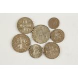 GREAT BRITAIN, MIXED COINS. Halfcrowns, 1927, 1928, Florins, 1928 (2), Shillings, 1928 (2),