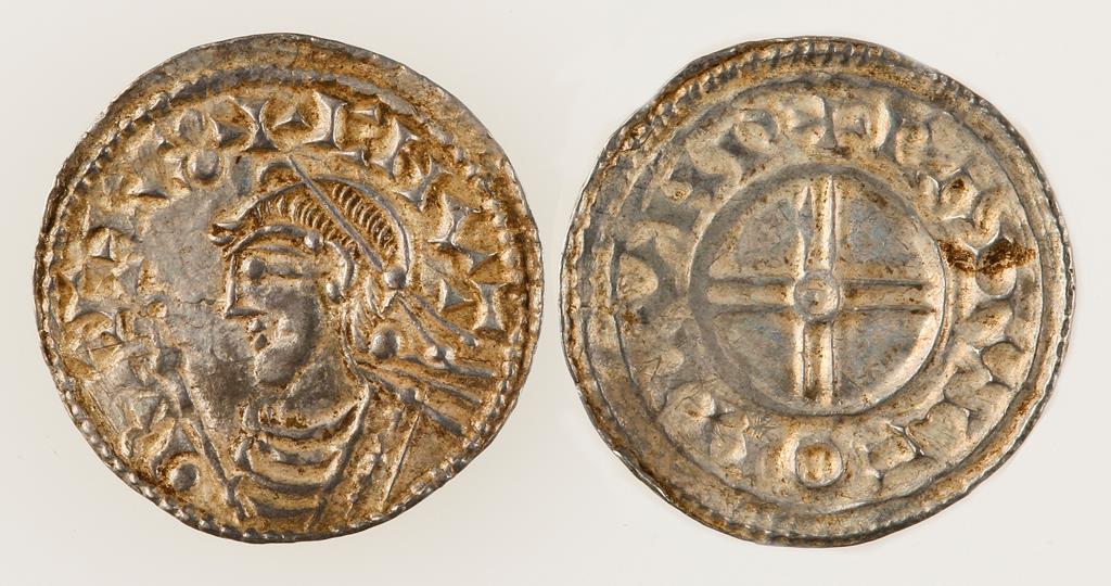 ANGLO-SAXON, CNUT, 1016-1035 A.D. PENNY, LONDON. Short Cross Type. Bust left on obverse, short cross