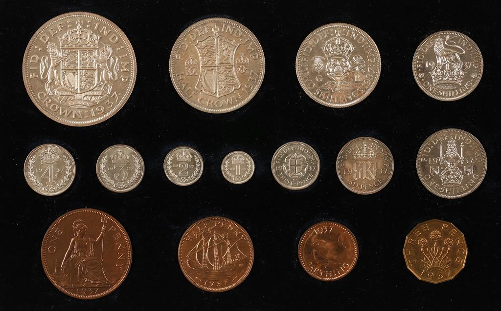 GEORGE VI, 1937-52. FIFTEEN COIN PROOF SPECIMEN COIN SET, 1937. In original tooled red leather case.