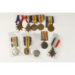 THREE GREAT WAR TRIO MEDAL GROUPS, 1914-15 Star, War and Victory (20299 PTE J. RICE. WORC.R.),