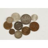 GREAT BRITAIN, MIXED COINS. Crown, 1821, Halfcrowns, 1835, 1914, Florin, 1849, Penny, 1847, and