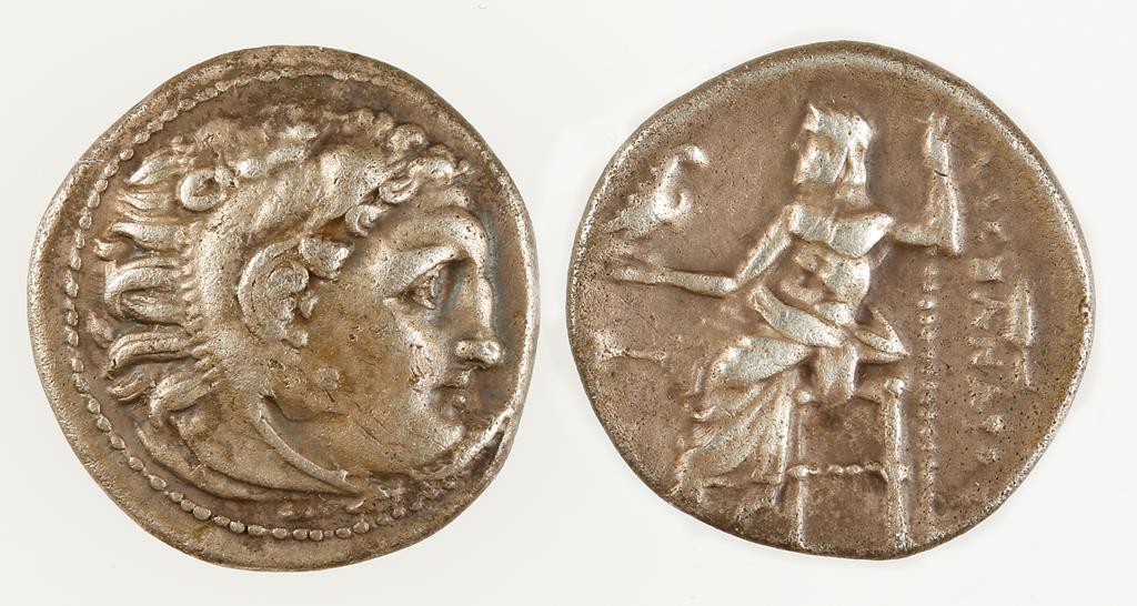 GREEK, ALEXANDER III 'THE GREAT'. AR DRACHM, EARLY FOURTH CENTURY B.C. Head of Herakles right,