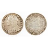 GEORGE II, 1727-60. SHILLING, 1739. Young laureate and draped bust, crowned cruciform shields with