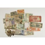 WORLD, MIXED COINS AND BANKNOTES. Crown, 1935, mixed coins including pre-1947 denominations and a