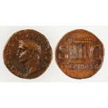 DIVUS AUGUSTUS. AE DUPONDIUS. STRUCK UNDER TIBERIUS, AD 31-37. Radiate head left, 'DIVVS AVGVSTVS