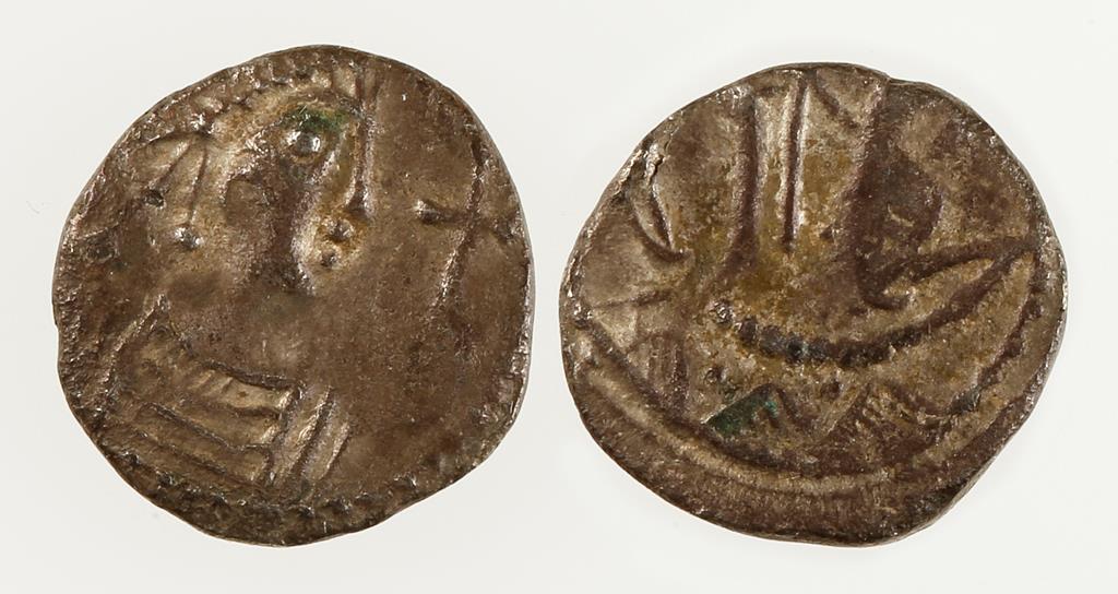 ANGLO-SAXON, SECONDARY SCEATTA, SERIES K ('KENT'), TYPE 33, C.710-C.760 A.D. Diademed bust with