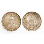 GERMAN EAST AFRICA, COLONY. ONE RUPIE, 1910 J. Bust left, value and date within wreath on reverse.