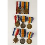 THREE GREAT WAR TRIO MEDAL GROUPS, 1914-15 Star, War and Victory (14182 PTE E. BRISCOE. R.LANC: