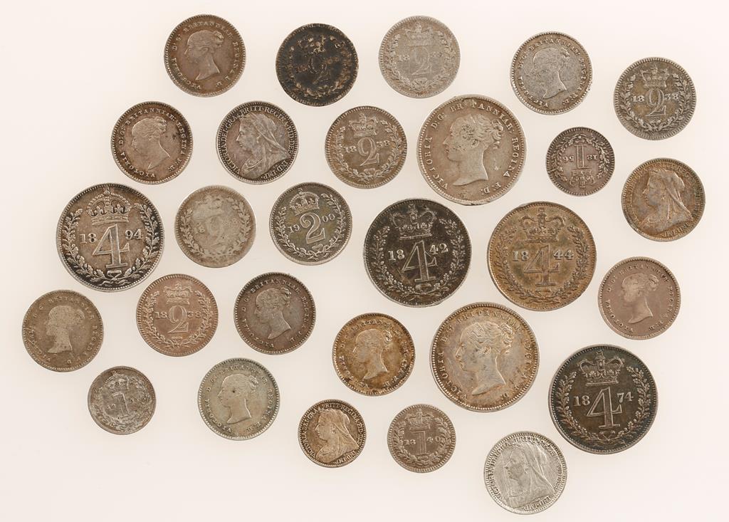 GREAT BRITAIN, MAUNDY. Fourpence 1842, 1844, 1850, 1851, 1874, 1894, Twopence 1838 (9), 1846,