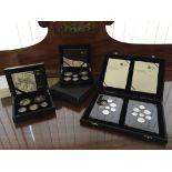 GREAT BRITAIN, The Royal Mint, silver proof coin sets, 2008 (3), 2010, 2011, in fitted