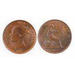 VICTORIA, 1837-1901. PENNY, 1854. Young head, Britannia seated on reverse, PT. EF, some lustre, a