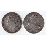 GEORGE IV, 1820-30. CROWN, 1821. Laureate head, St George and Dragon on reverse, 'SECUNDO' on
