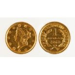 AMERICA, GOLD DOLLAR, 1853. Head left, value and date within wreath on reverse. VF. (one coin)