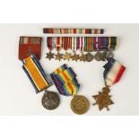 A GREAT WAR TRIO, (B-1223 PTE. H.W. MAIDMENT. RIF. BRIG.), a group of miniature medals, bar, and