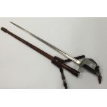 A GEORGE V OFFICERS SWORD, with leather scabbard, 41"