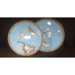 Two similar Japanese cloisonné plates