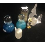 A collection of assorted glass ornaments and similar items
