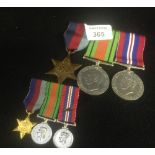 Second World War campaign medals and associated miniatures