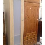 A pine single wardrobe and a modern cabinet (2)