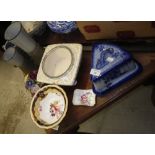 A Victorian style cheese dish and a quantity of decorative ceramics