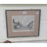 David Valliamy: A print, 'The High Street, Dorchester', signed in pencil lower right, in glazed