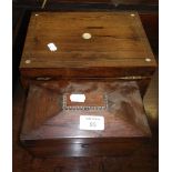 A Regency rosewood two division tea caddy and a Victorian rosewood sewing box