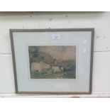 Mabel Wickham, 1901-1992: A watercolour study, a cottage in mountainous landscape, signed and