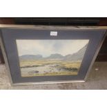 Jack Bedows: A watercolour study 'The Scafeles from Three Tarns' in glazed frame