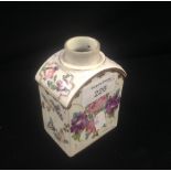 A Chinese Export tea caddy with floral decoration