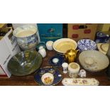 A Studio Pottery green and blue glazed bowl and a collection of decorative ceramics