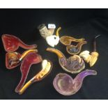 A collection of Meerschaum and similar pipes, a quantity with original cases