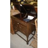 A 1930's oak-cased gramophone on stand