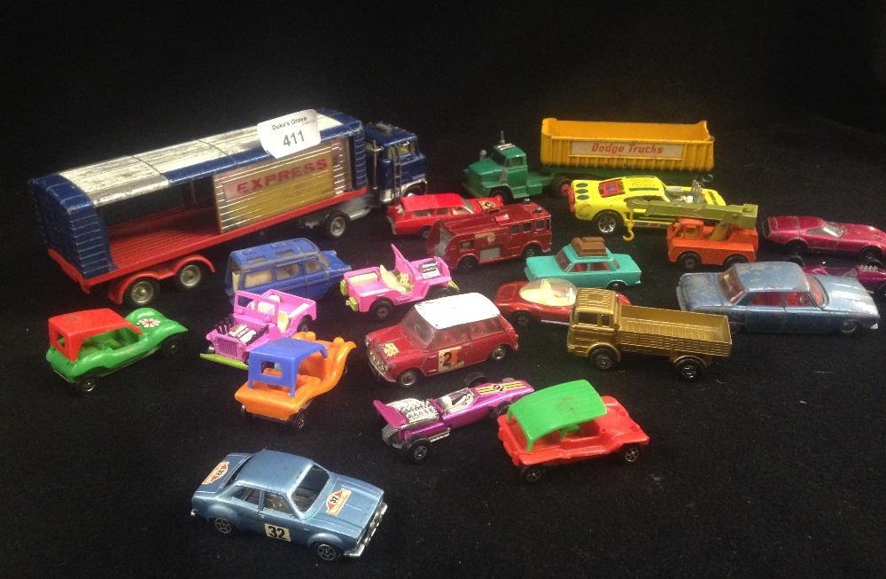 A small collection of assorted vintage toy cars including a Tippee Truck and others