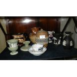 A collection of Wedgwood Jasperware, a Doulton tobacco jar and similar ceramics