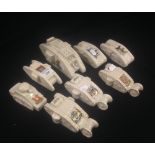 A collection of eight crested china First World War tanks including Carlton china and other