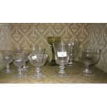 A pair of 19th century footed rummers and a collection of similar glassware