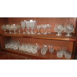 A set of six Thomas Webb cut-glass brandy goblets and a collection of similar glassware