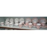 A collection of 1920's/30's 'Shelley' pink and grey coffee cups with saucers and a collection of