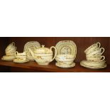 A quantity of Copeland Spode 'Cowslip' design teaware with basket-weave decoration