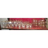 A collection of Danish 'Holmegaard' gold-rimmed glassware including finger bowls and drinking