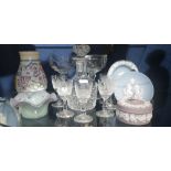 A Poole pottery vase, a small quantity of Jasperware, a cut glass decanter with small glasses and