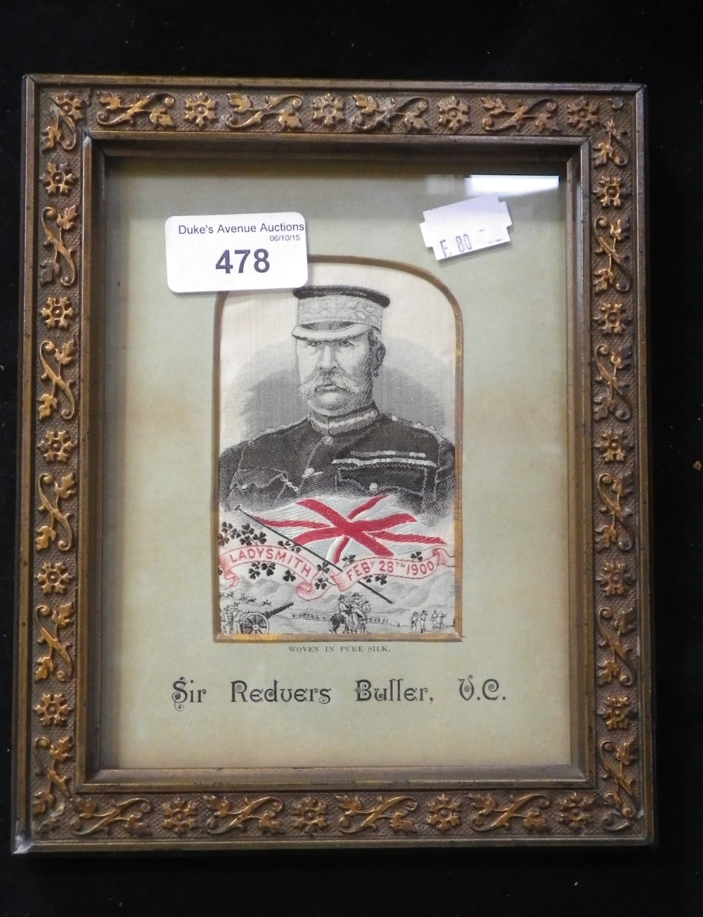 A Stevenograph: 'Sir Redvers Buller, V.C.' in frame
