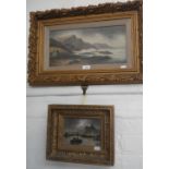 A late 19th century oil on canvas coastal scene, signed 'W Duggins', together with a small oil on
