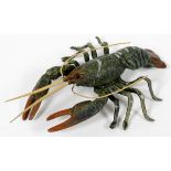 AUSTRIAN BRONZE FIGURAL LOBSTER [1] W 9MM, L  13MM: Hand Painted