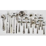 AMERICAN & ENGLISH STERLING FLATWARE, MID  19TH-EARLY 20TH C., 20 PIECES: Including a set  of 5