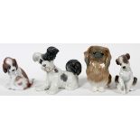 LLADRO PORCELAIN DOG FIGURES, FOUR, H 4"-6":  Including "Gentle Surprise", #6210; "New  Friend", #